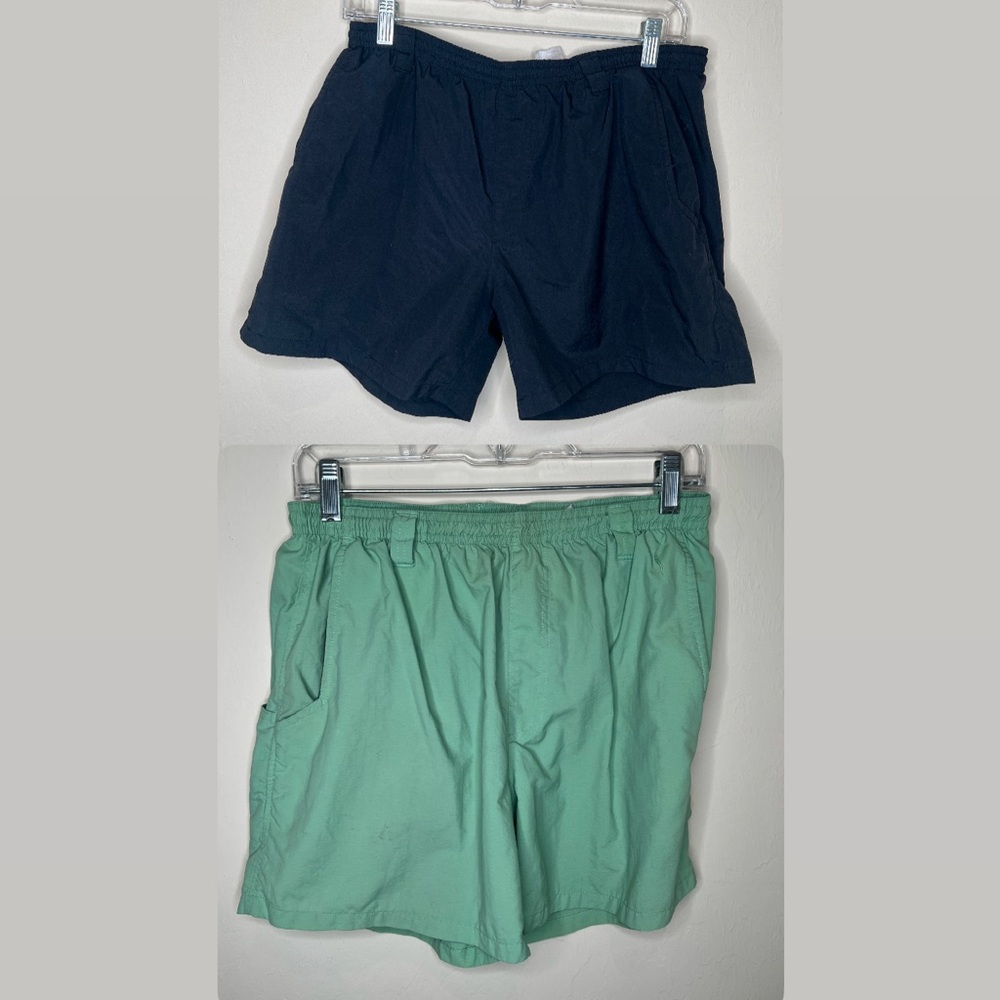 Lot of 2 Bearbottom Men's Shorts Swim Trunks Lined 5” Inseam Large Black Green